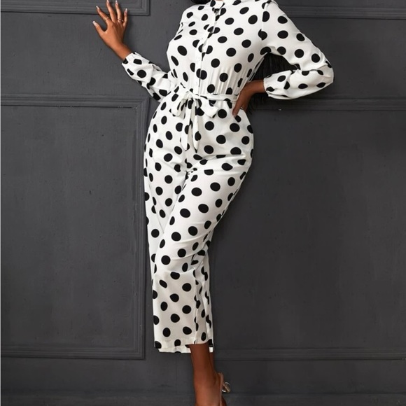 (NWOT) Polka dot belted jumpsuit - Picture 2 of 6